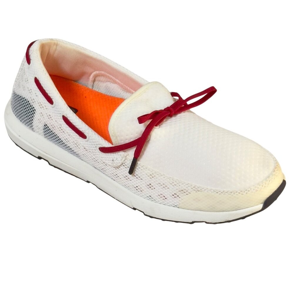 Swims White & Red Mesh Lace-Up Loafers